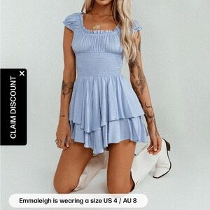 Princess Polly Sky Blue Tiered Mini Dress